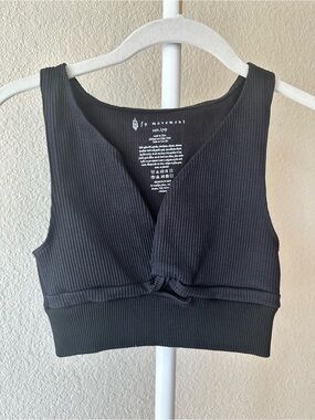 FP free people movement black shakti ribbed seamless crop top knit twist XS / S